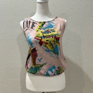 Tiny women’s colorful decorative muscle tee shirt tie back size extra small